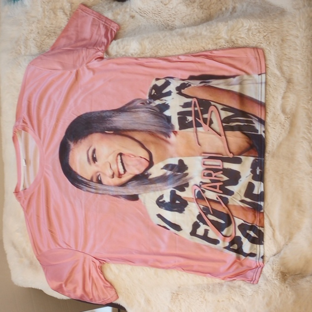 "Cardi B" pink background vivid photo print tee